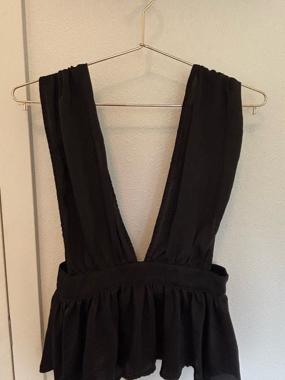 Vintage Urban Outfitters Black Deep V Peplum Top